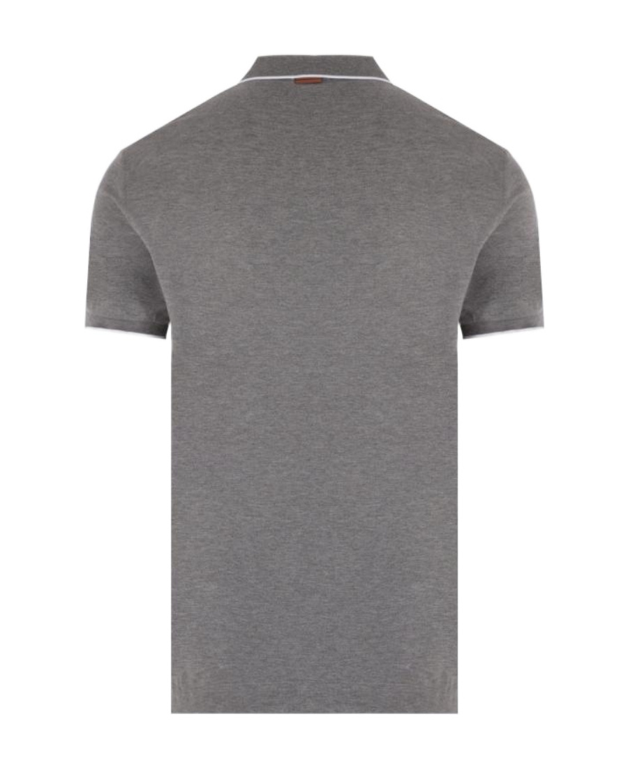 Zegna Piquet Polo Shirt Collar Sleeves In Gray