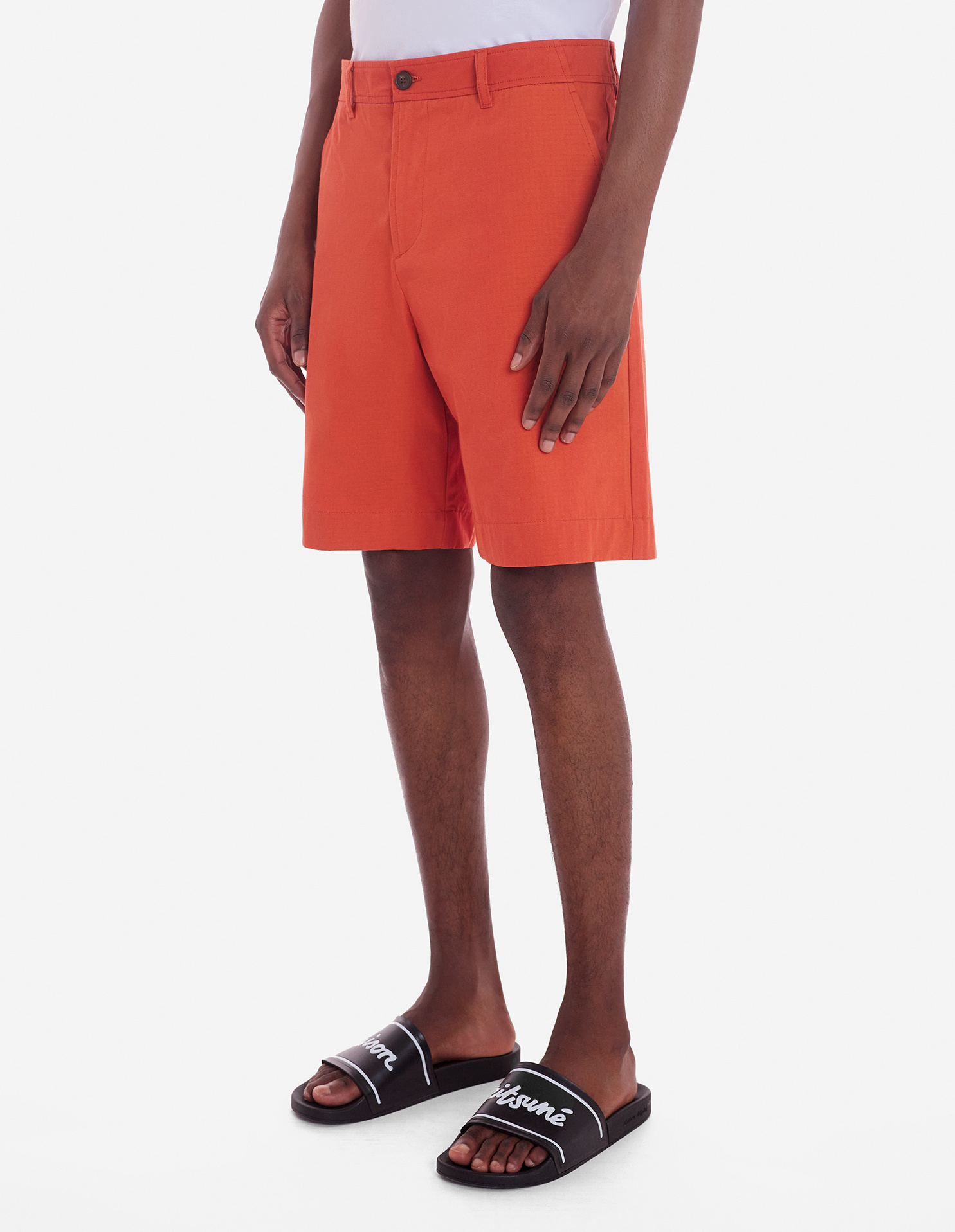 Shop Maison Kitsuné Board Cotton Bermuda Shorts In Red