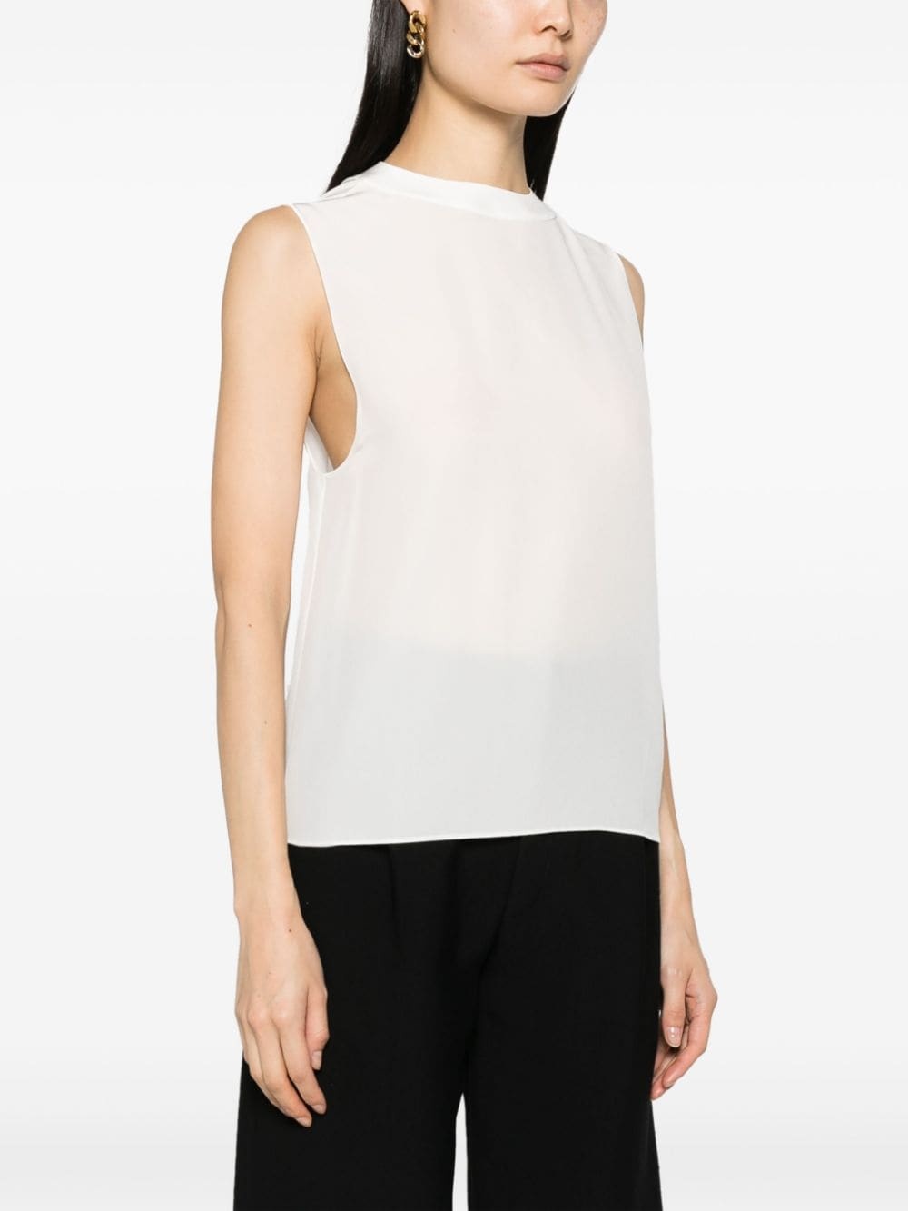 Saint Laurent Sleeveless Satin Tank Top In White