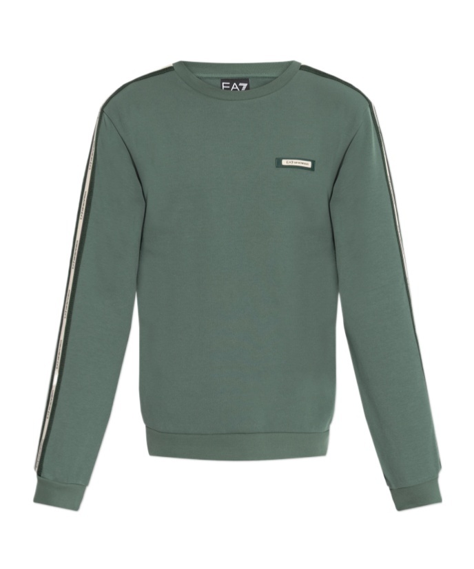 Ea7 Emporio Armani Logo Patch Crewneck Sweatshirt In Green