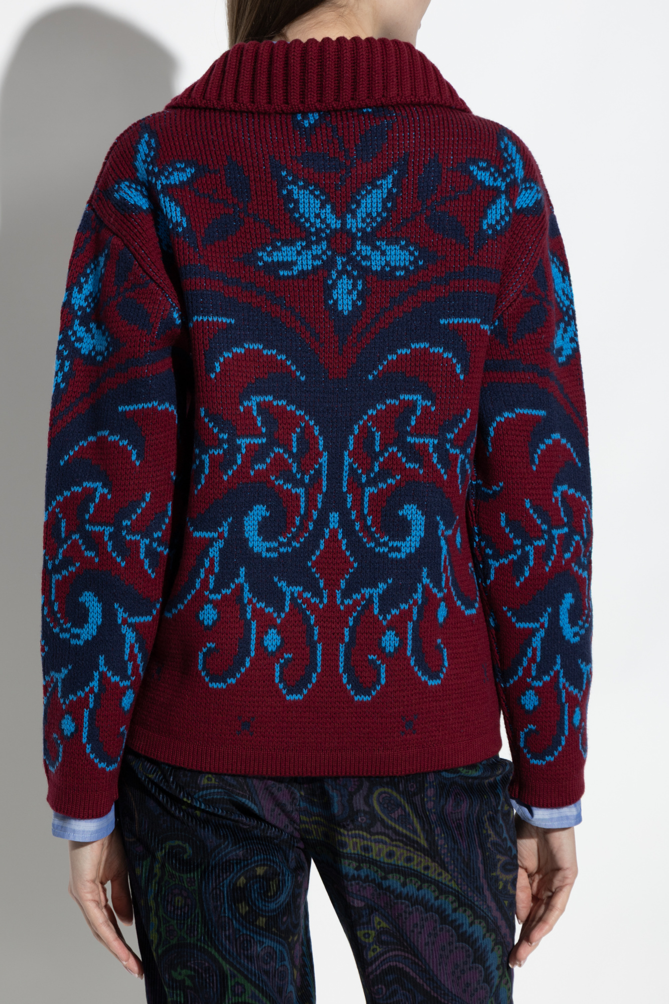 Etro Chunky Knitwer With Shawl Collar Knitwear Multicolor In Red