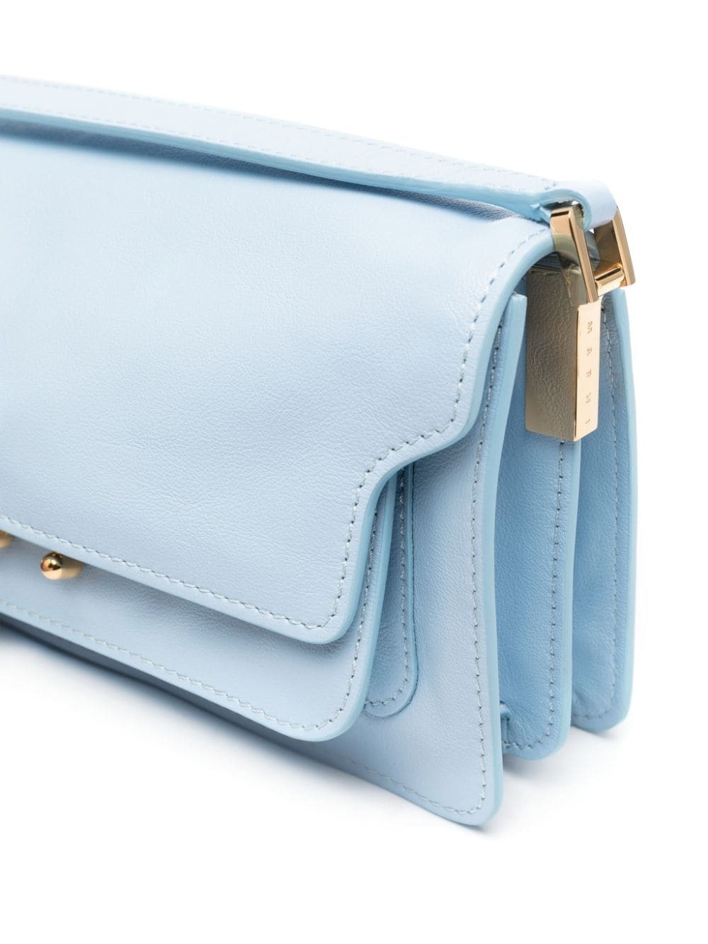 Marni Trunk Leather Shoulder Bag In Blue