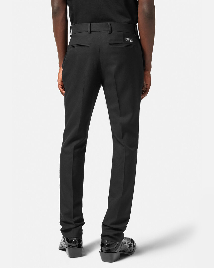 Versace Slim-cut Wool Trousers In Black