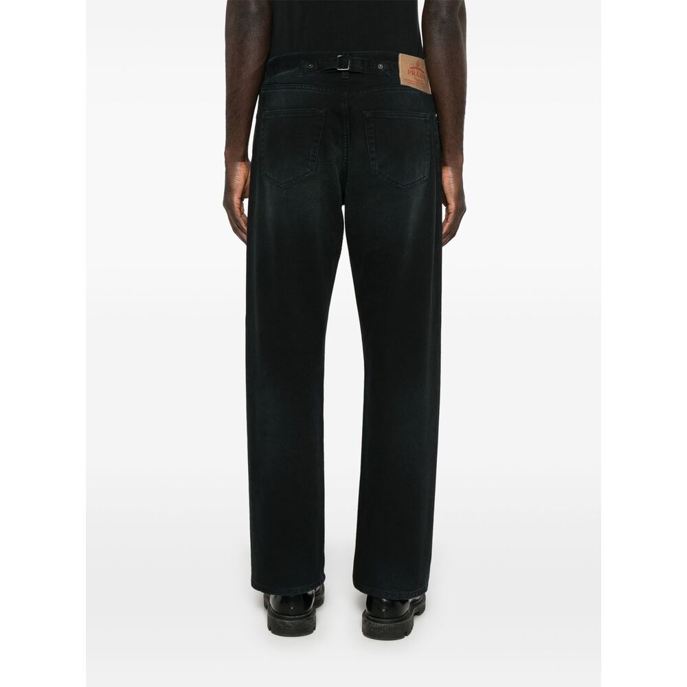 Prada Mens Black Straight-leg Regular Denim Jeans In Black