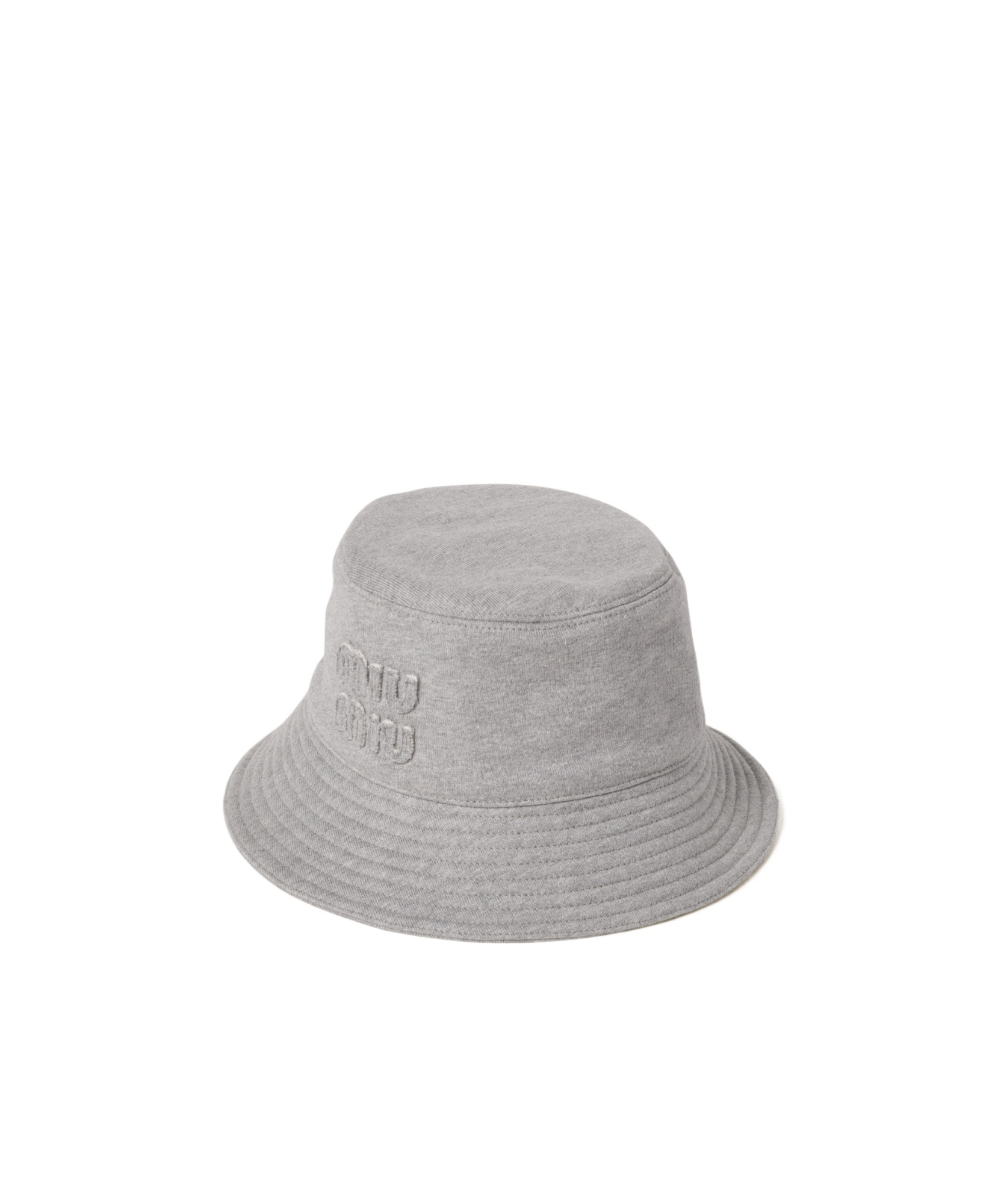 Miu Miu Cotton Fleece Fisherman's Hat In Gray