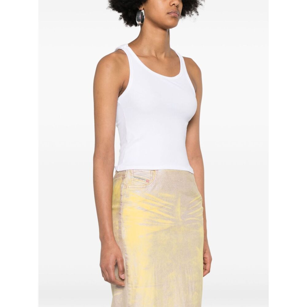 Mm6 Maison Margiela Ribbed Cropped Tank Top In White