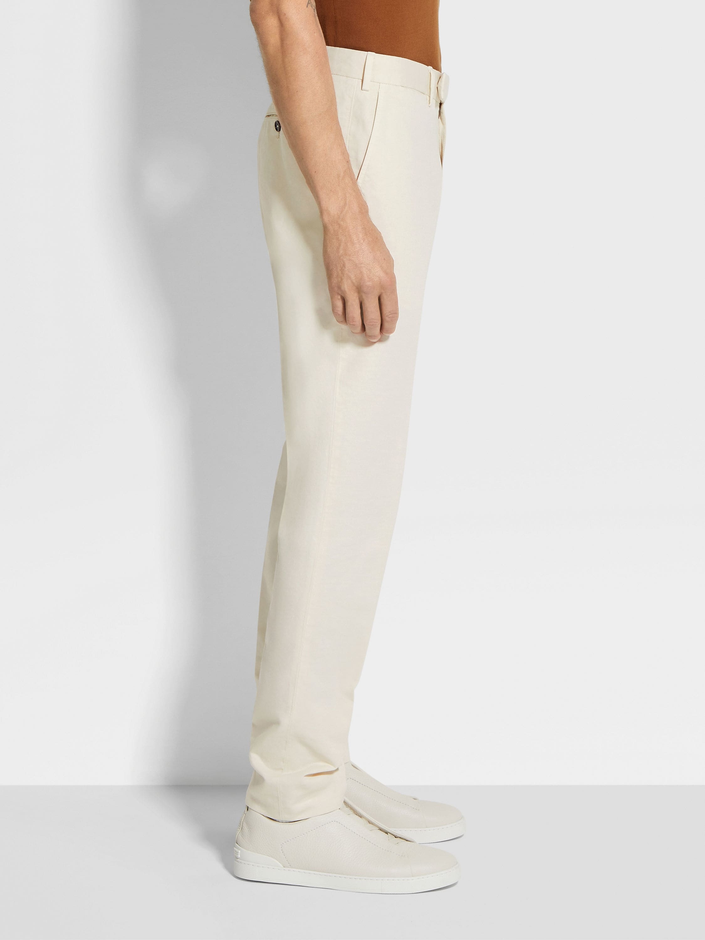 Zegna Cashco Corduroy Straight Pants In White