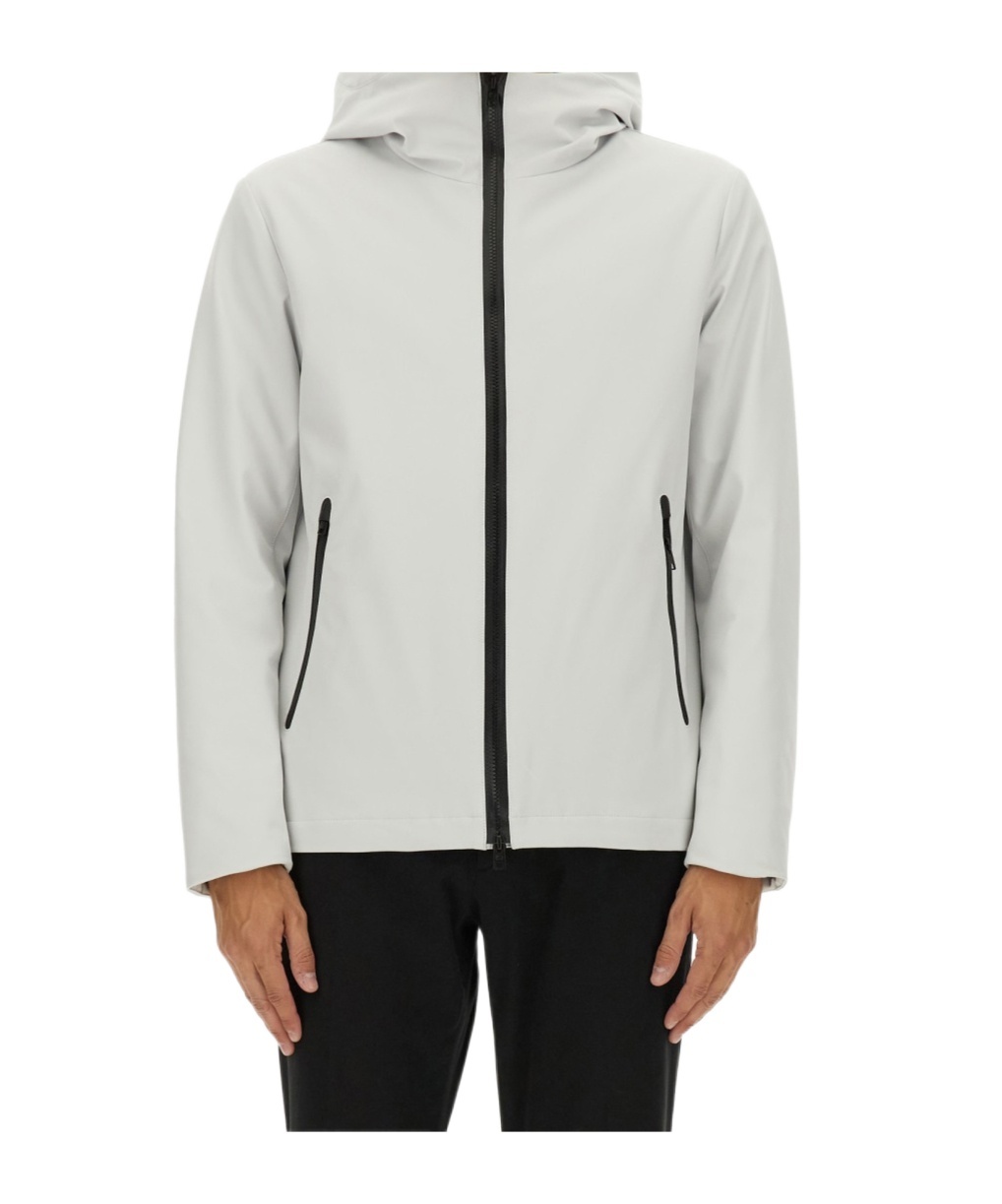Woolrich Hooded Jacket With Long Sleeves And Pockets In Gray
