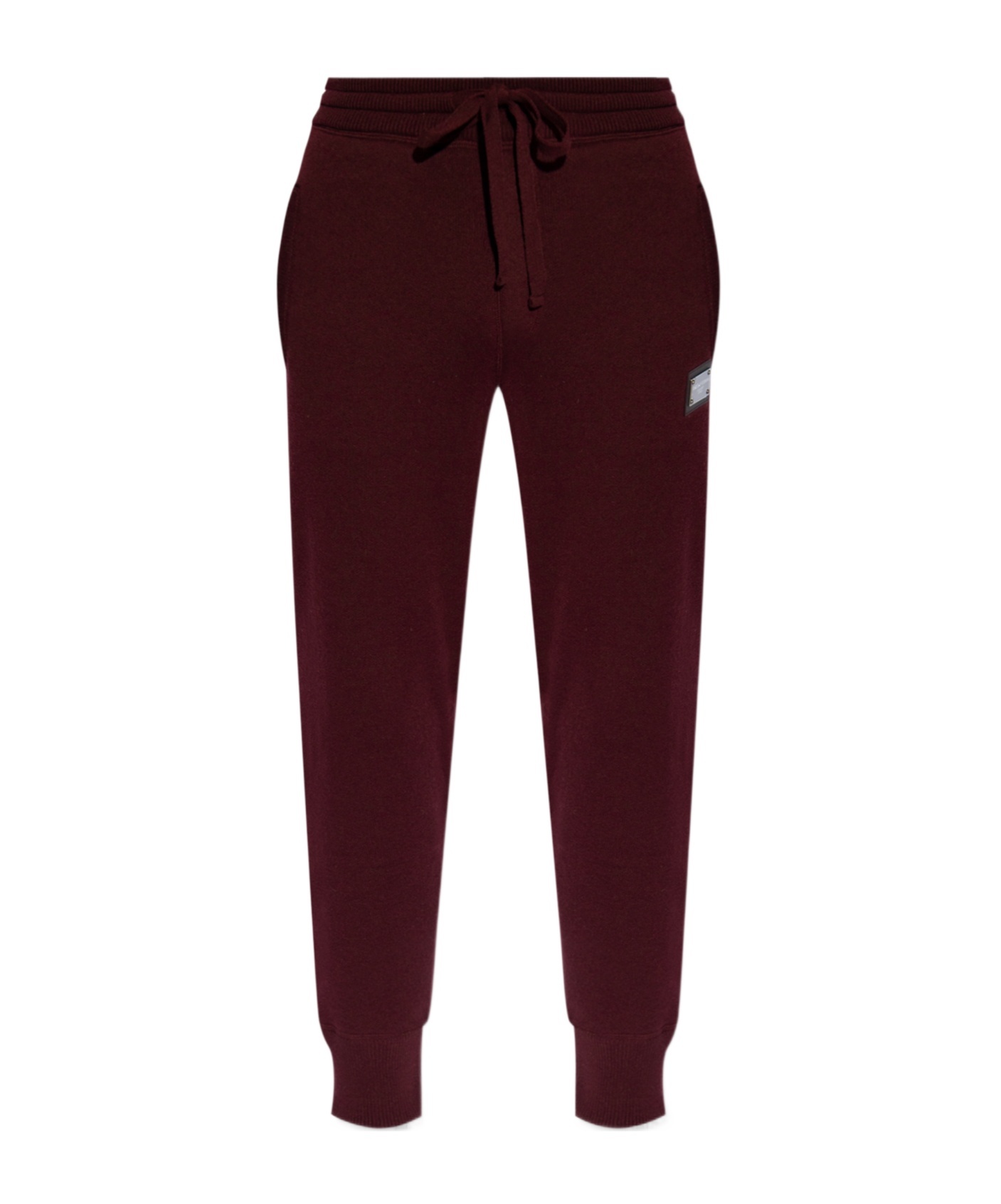 Dolce & Gabbana Logo-plaque Knitted Track Pants In Brown
