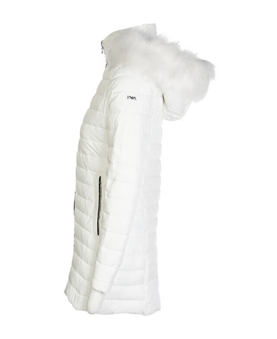 Shop Emporio Armani Logo Hooded Cotton-padded Jacket In White