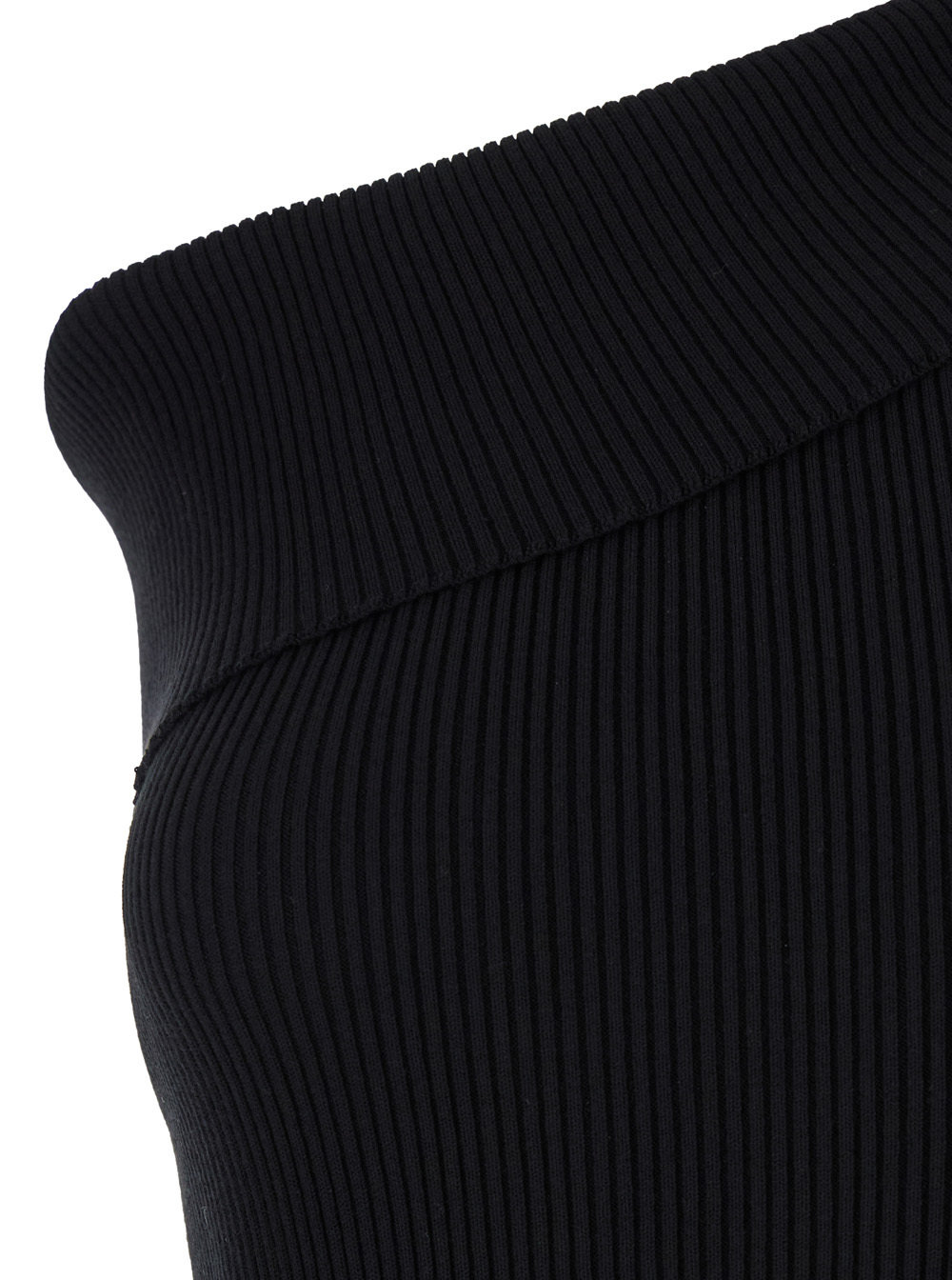 Rick Owens Athena Long Black Ribbed One Shoulder Dress In Wool In Black