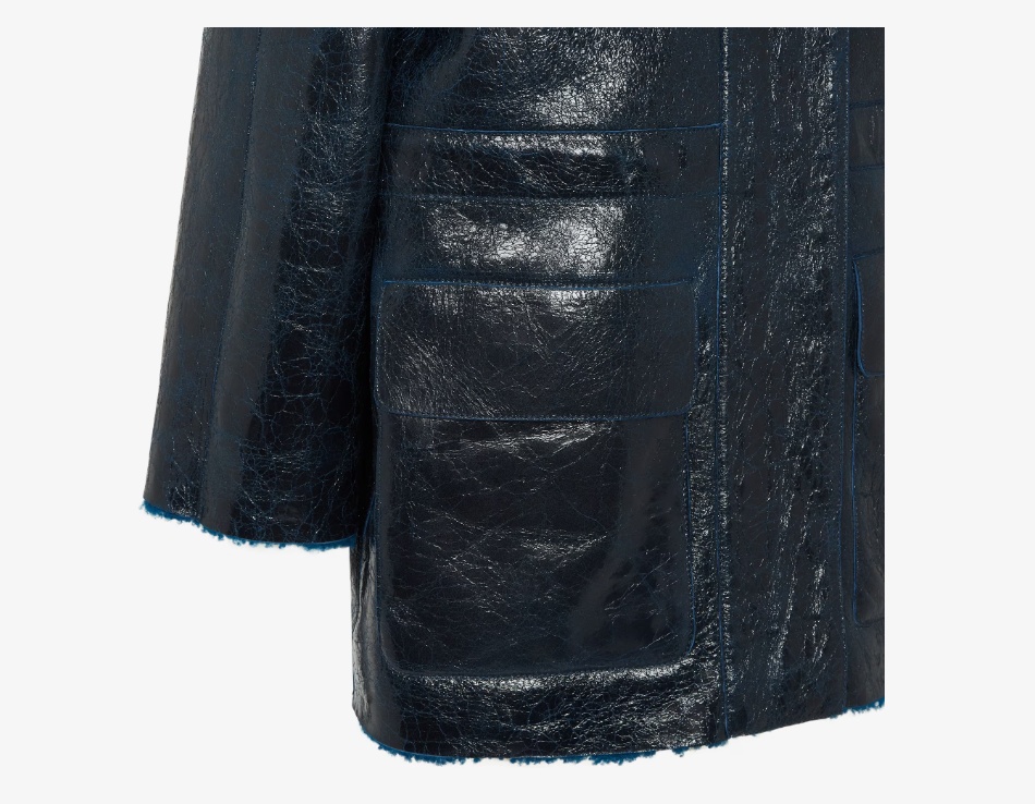 Fendi High-neck Leather Jacket In Black