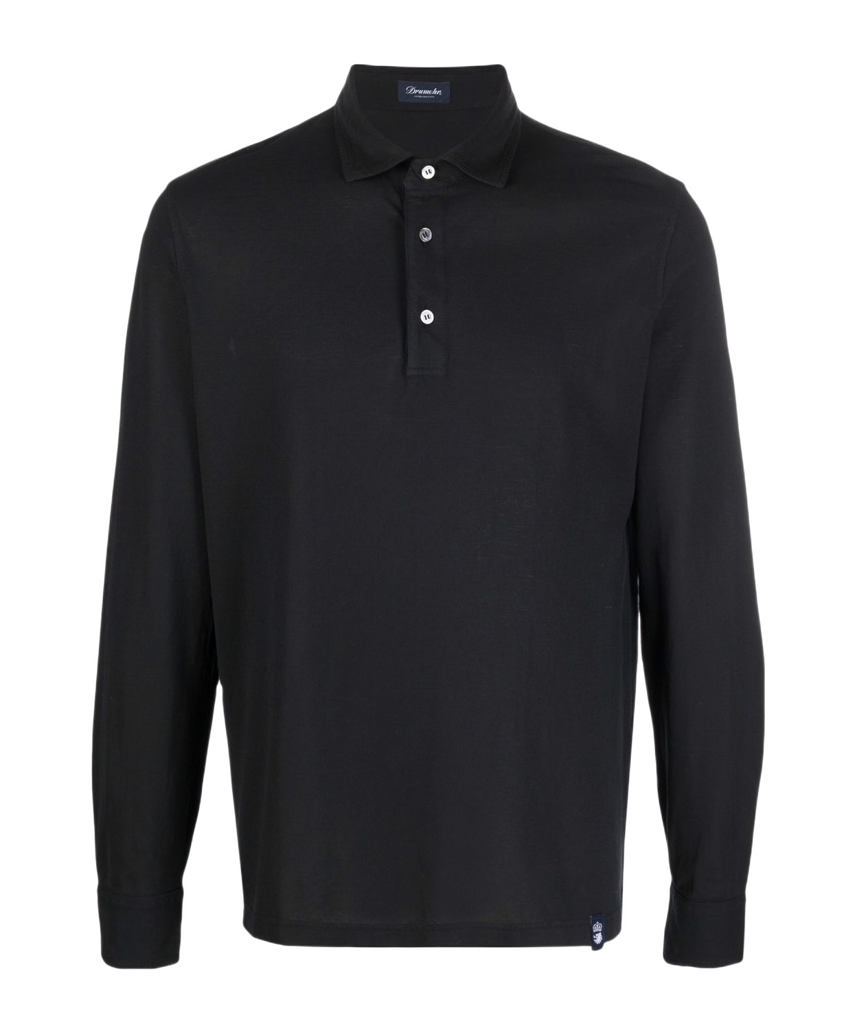 Drumohr Long-sleeved Polo Shirt In Black