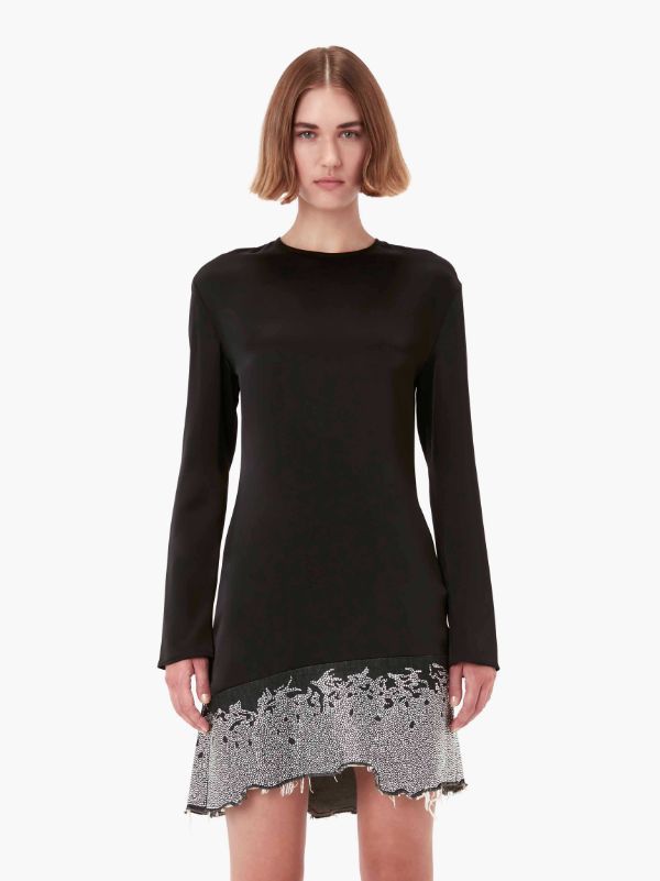Jw Anderson J.w. Anderson Glitter-embellished Satin Minidress In Black