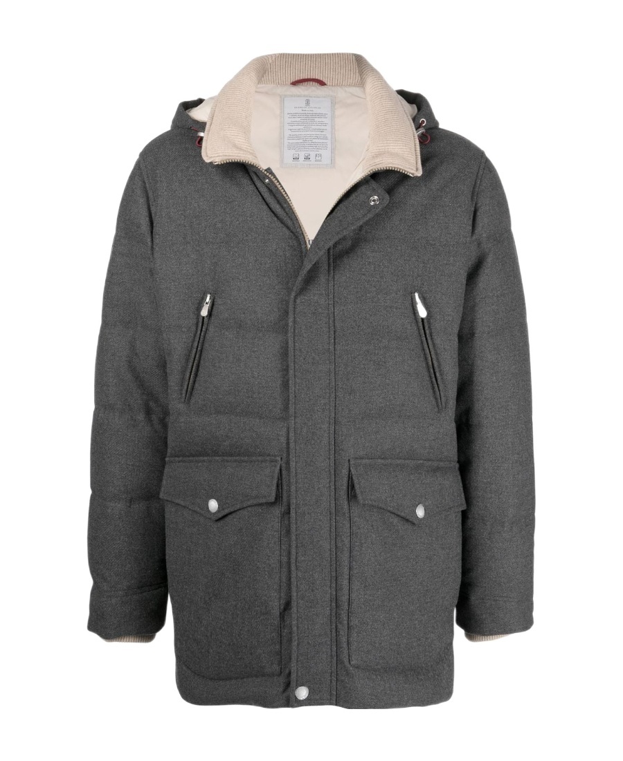 Brunello Cucinelli High-neck Padded Coat In Gray