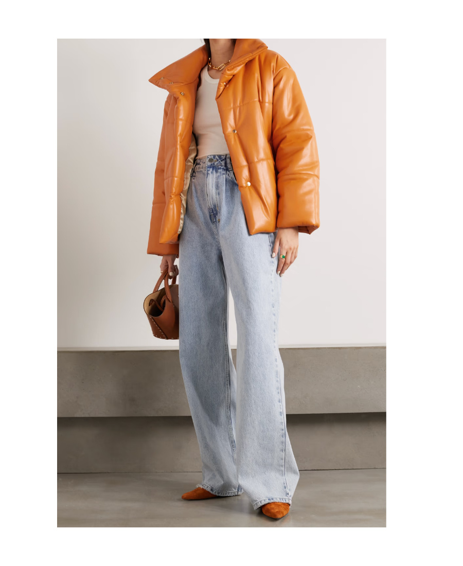 Nanushka Hide Padded Vegan Faux-leather Puffer Jacket In Orange