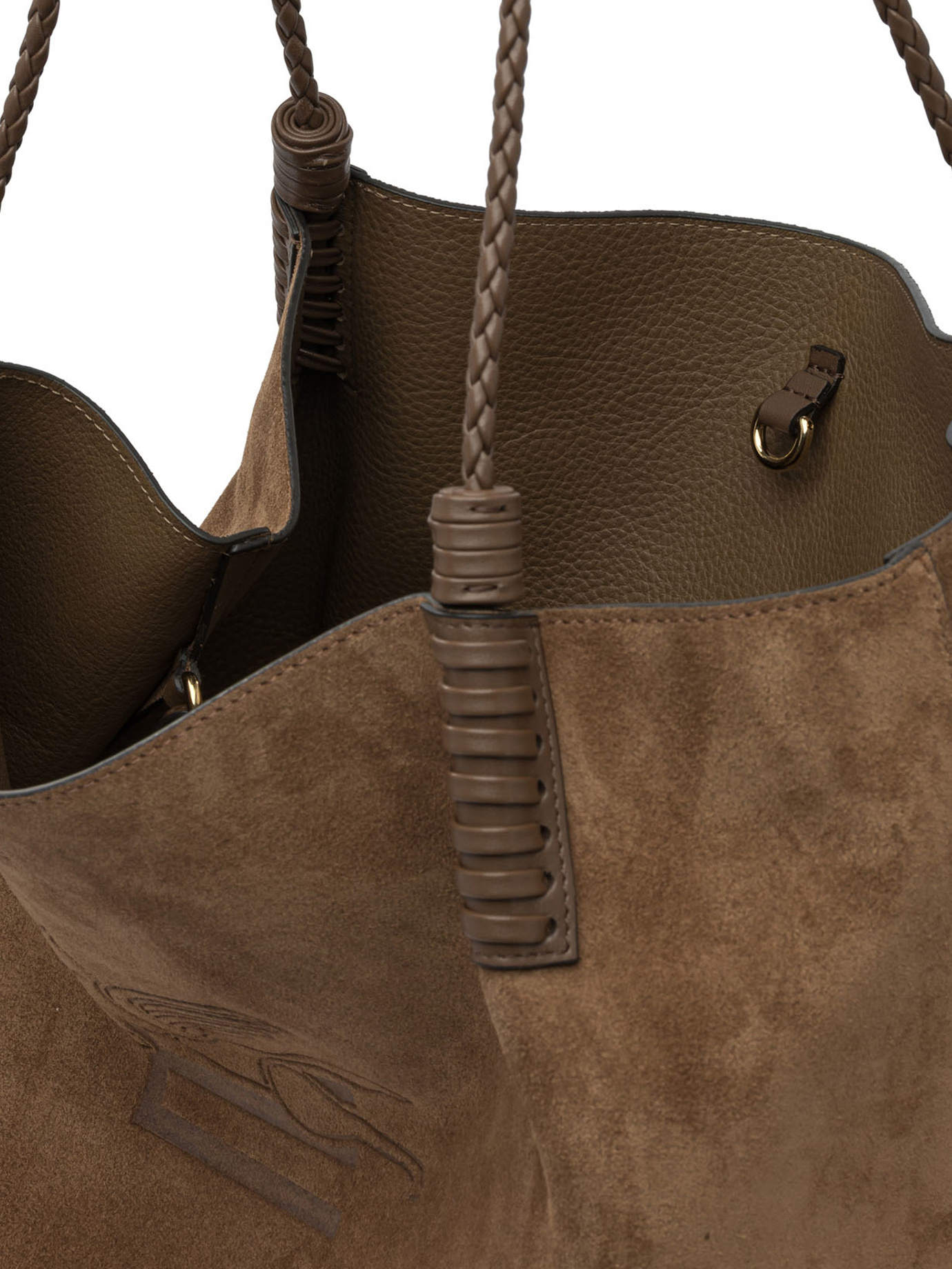 Etro Medium Libra Braided-handle Suede Tote Bag In Brown