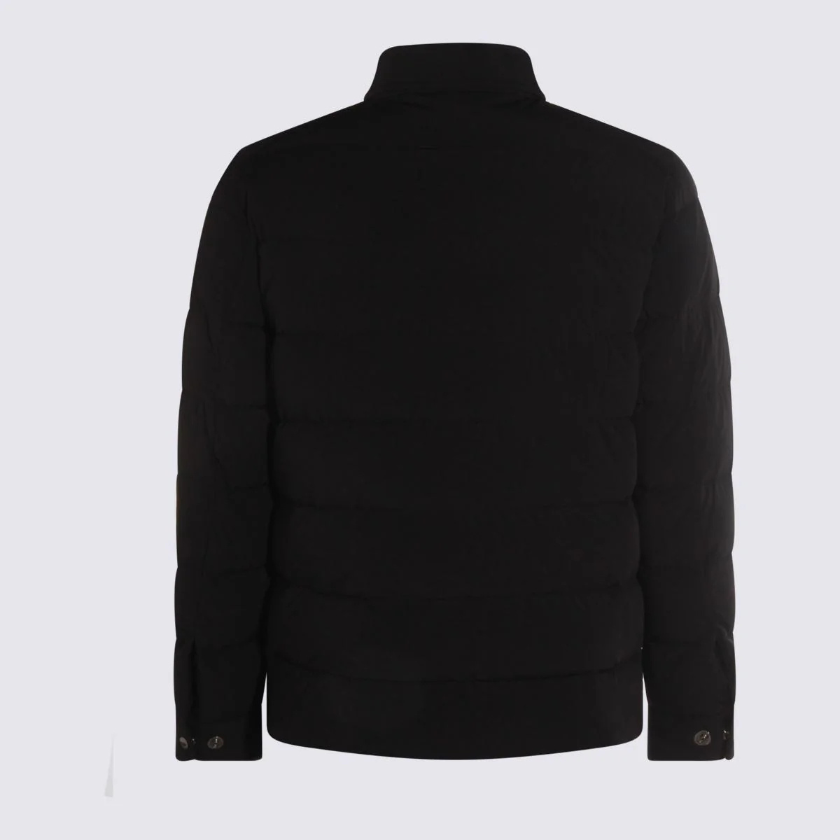 Moorer Lapel Long-sleeved Cotton Coat In Black