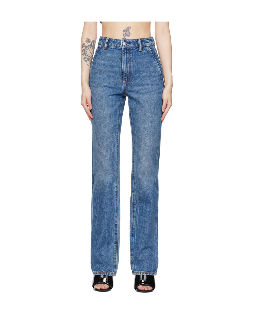 Shop Alexander Wang Logo High-waisted Jeans In Blue