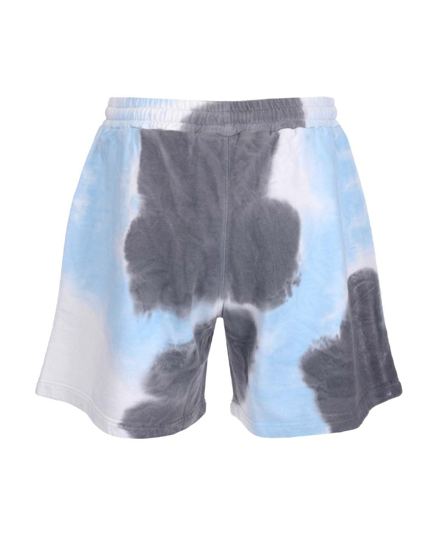 Msgm Tie-dye Print Track Shorts In Gray