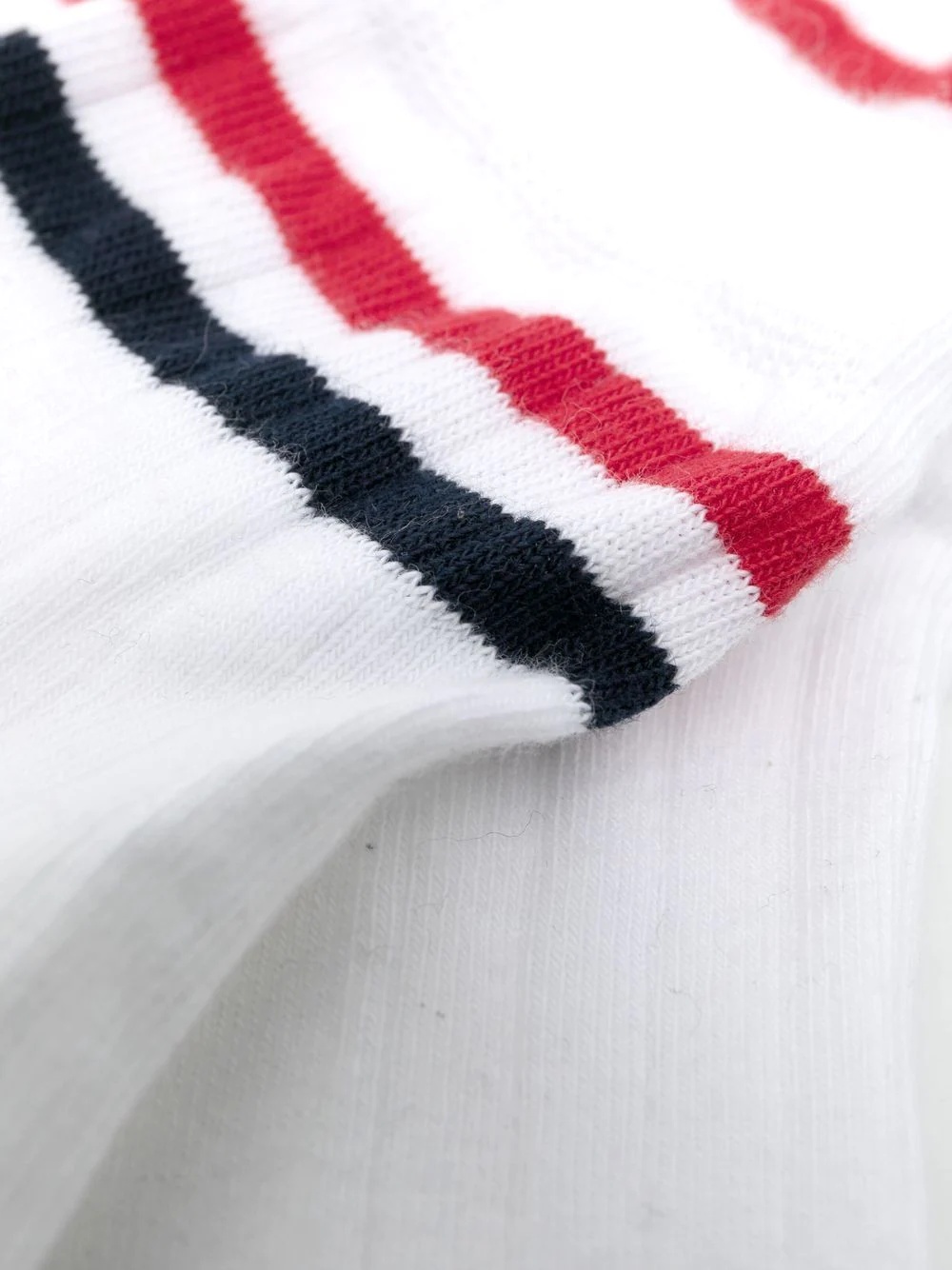 Shop Thom Browne Striped Rib-knit Socks In White