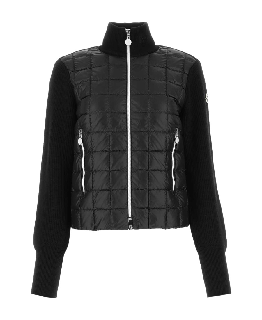 Shop Moncler Padded-front Zip-up Cardigan In Black