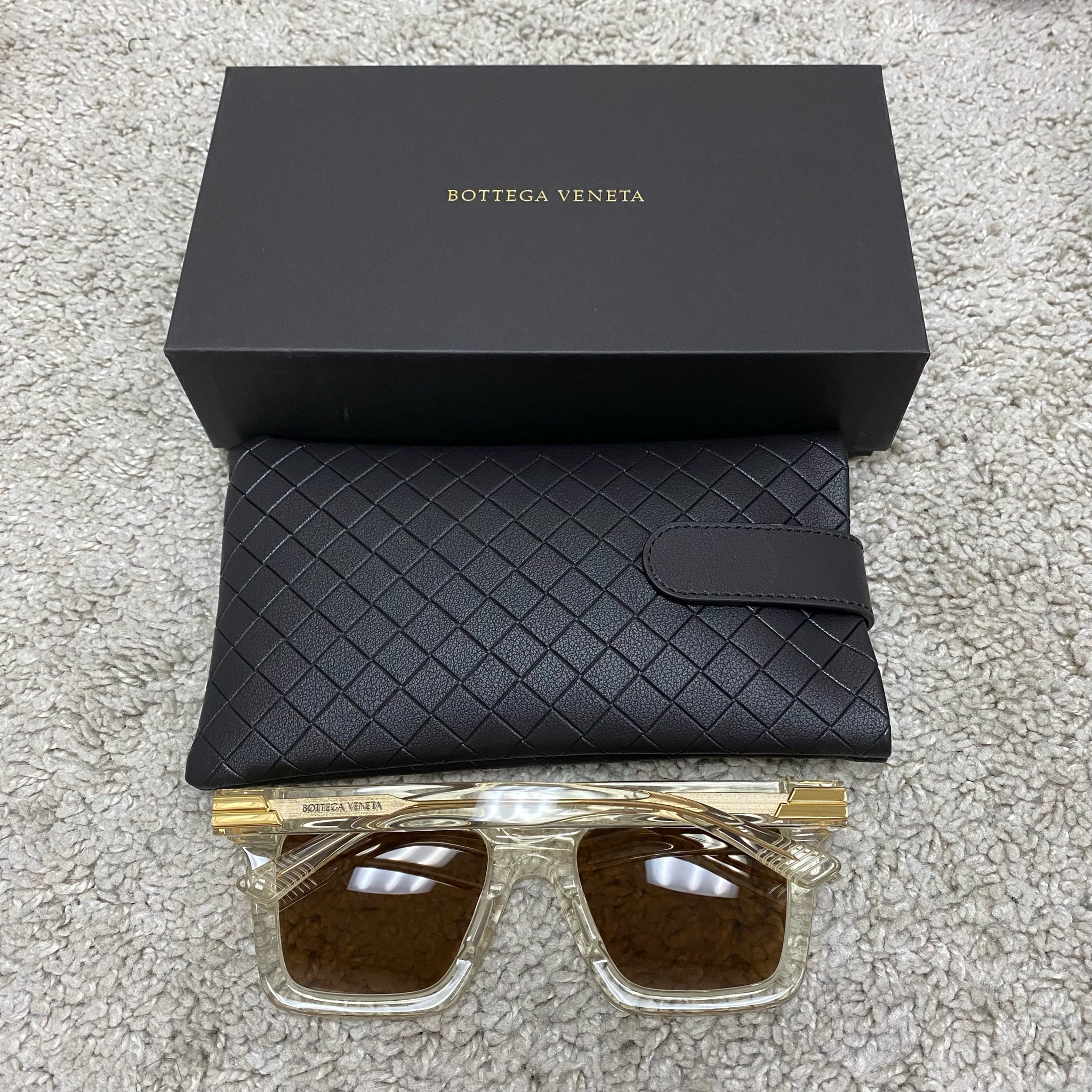 Bottega Veneta Square-frame Sunglasses In Nude