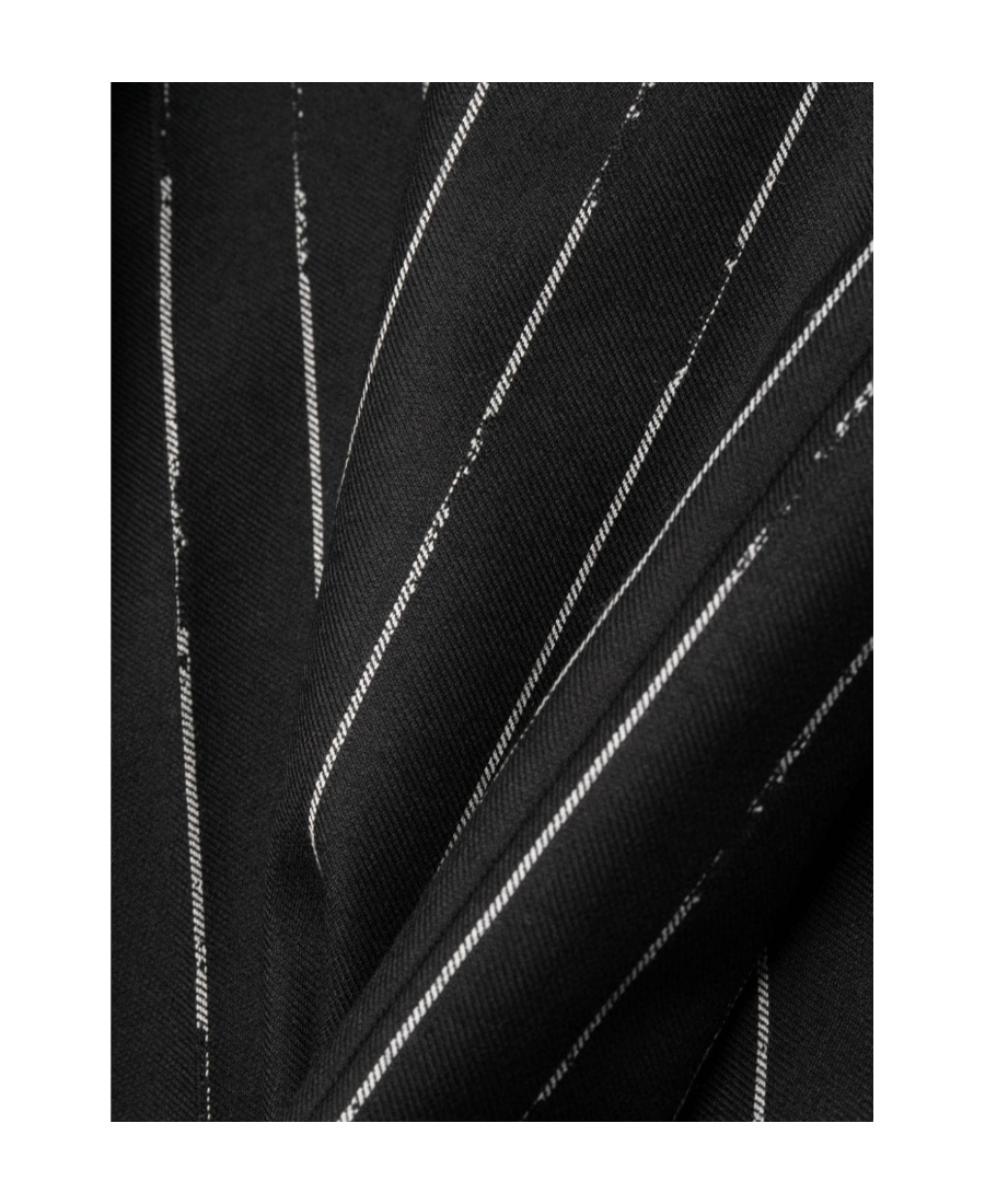 Alexander Mcqueen High-waisted Striped Wool Trousers In Black