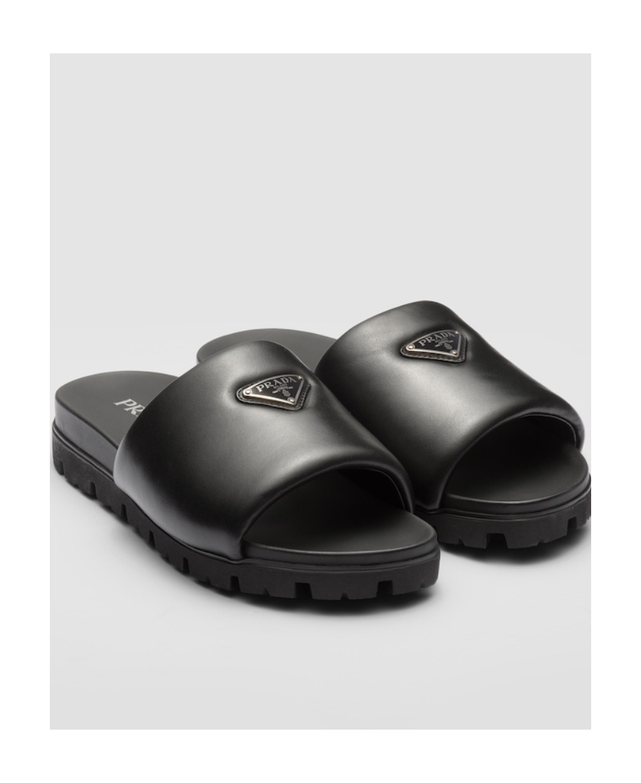 PRADA PADDED NAPPA LEATHER SLIDES