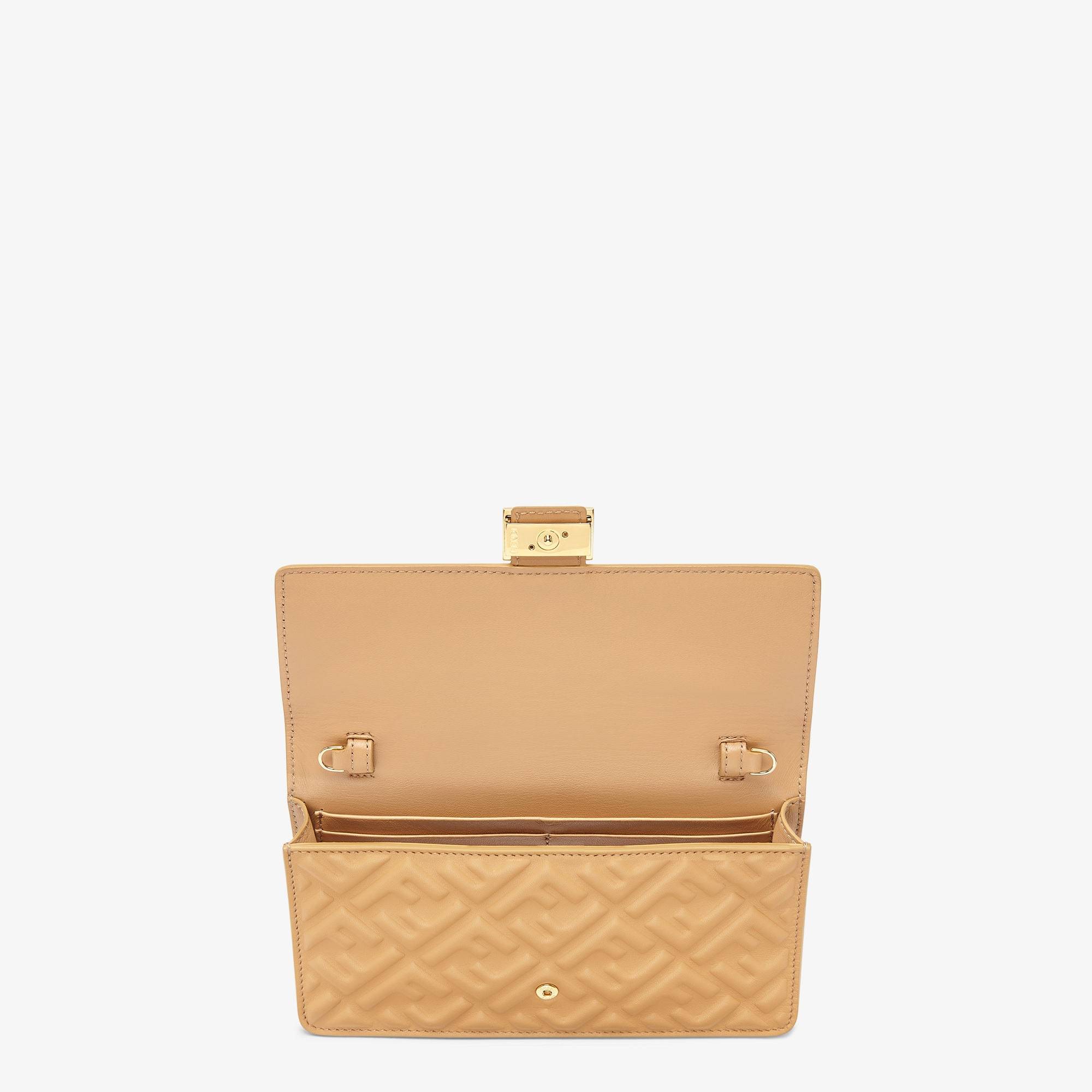 Fendi Light Brown Nappa Leather Wallet With Ff Motif In Nude