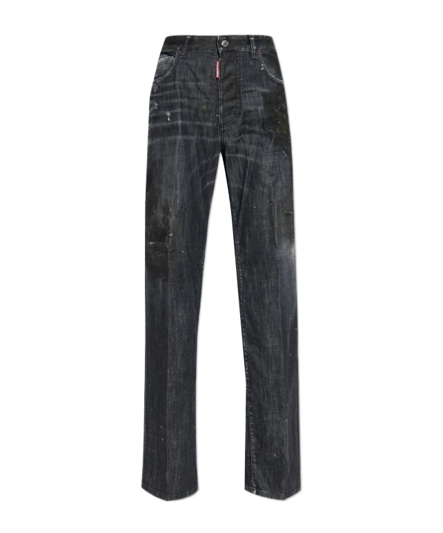 Dsquared2 Paint-splatter Distressed Jeans In Black