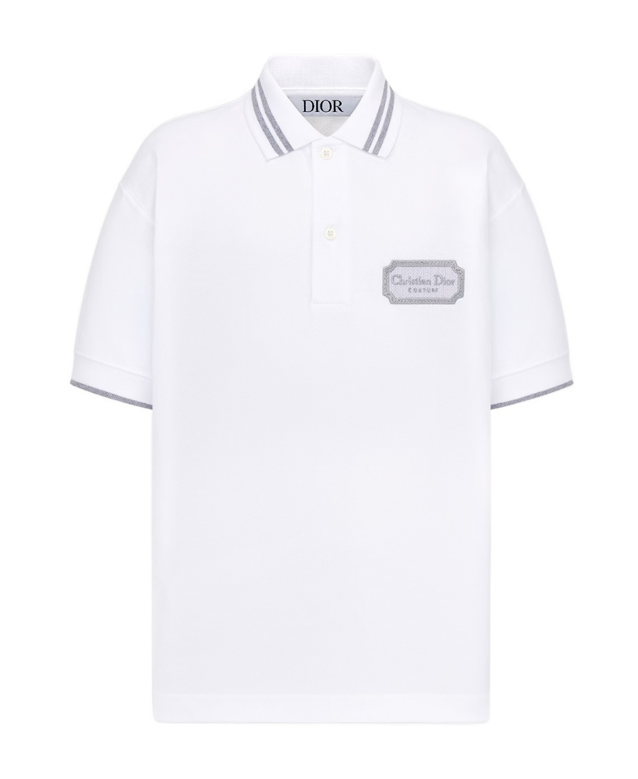 Dior Lapel Short-sleeved Polo Shirt In White
