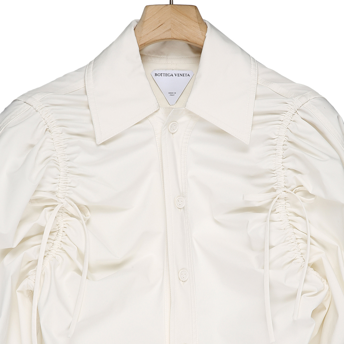 Bottega Veneta Tie-gathered Balloon Sleeve Shirt In White