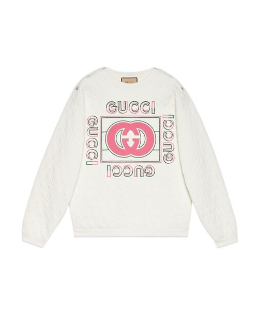 Gucci Interlocking G Quilted Sweatshirt In White