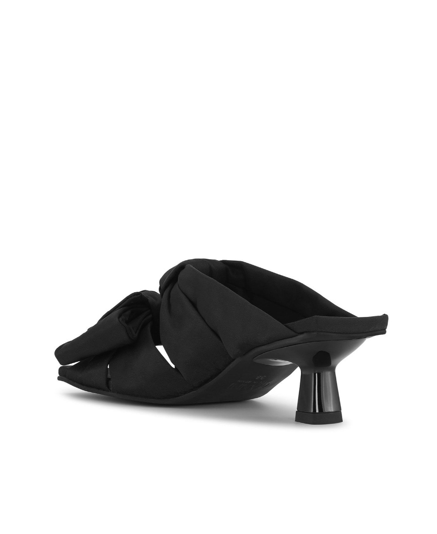 Ganni Black Heeled Mule With Bows In Black