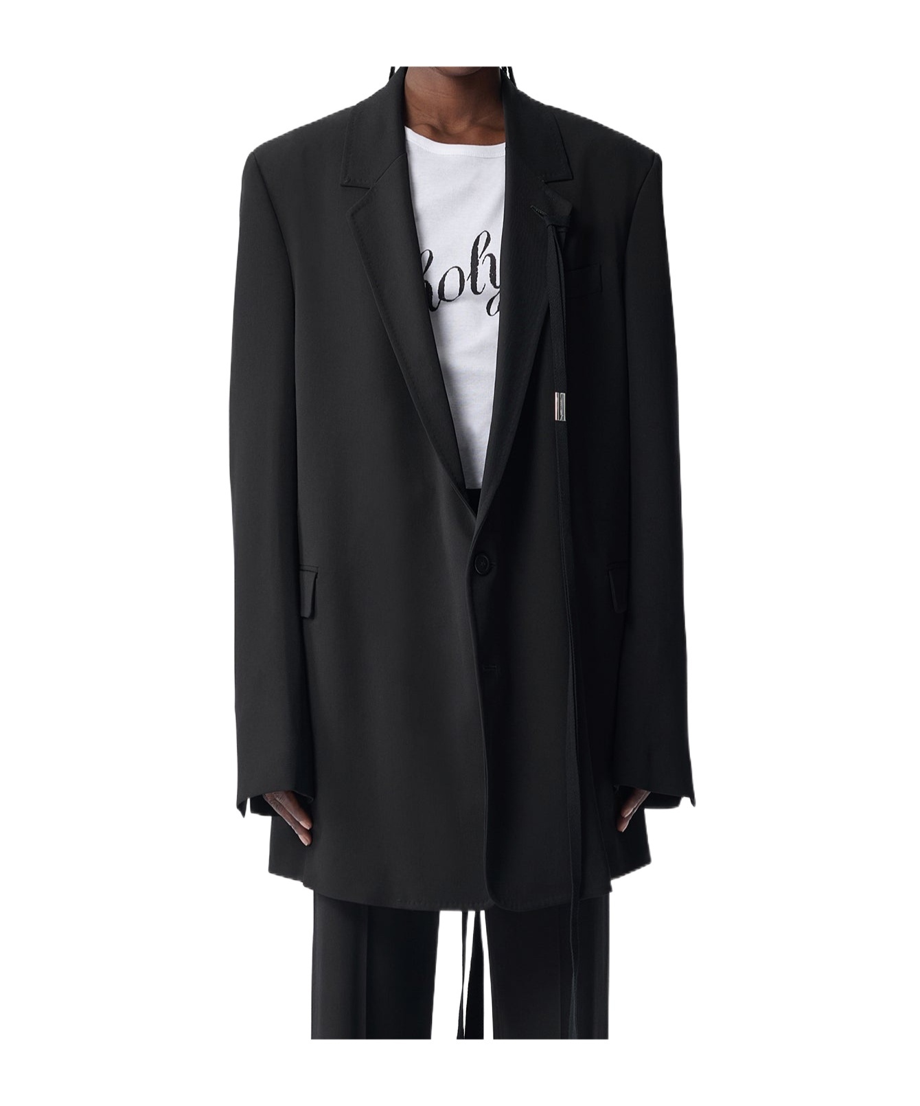Ann Demeulemeester Agnes Waxed Cotton Voile Slouchy Jacket In Black