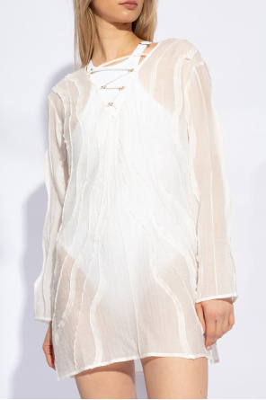 Cult Gaia Shemariah Wave-pattern Cover-up Dress In White