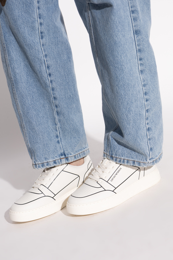 Emporio Armani Logo Printed Low-top Sneakers In Animal Print