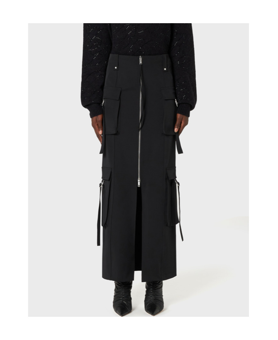 Blumarine Zip-fastening Maxi Skirt In Black