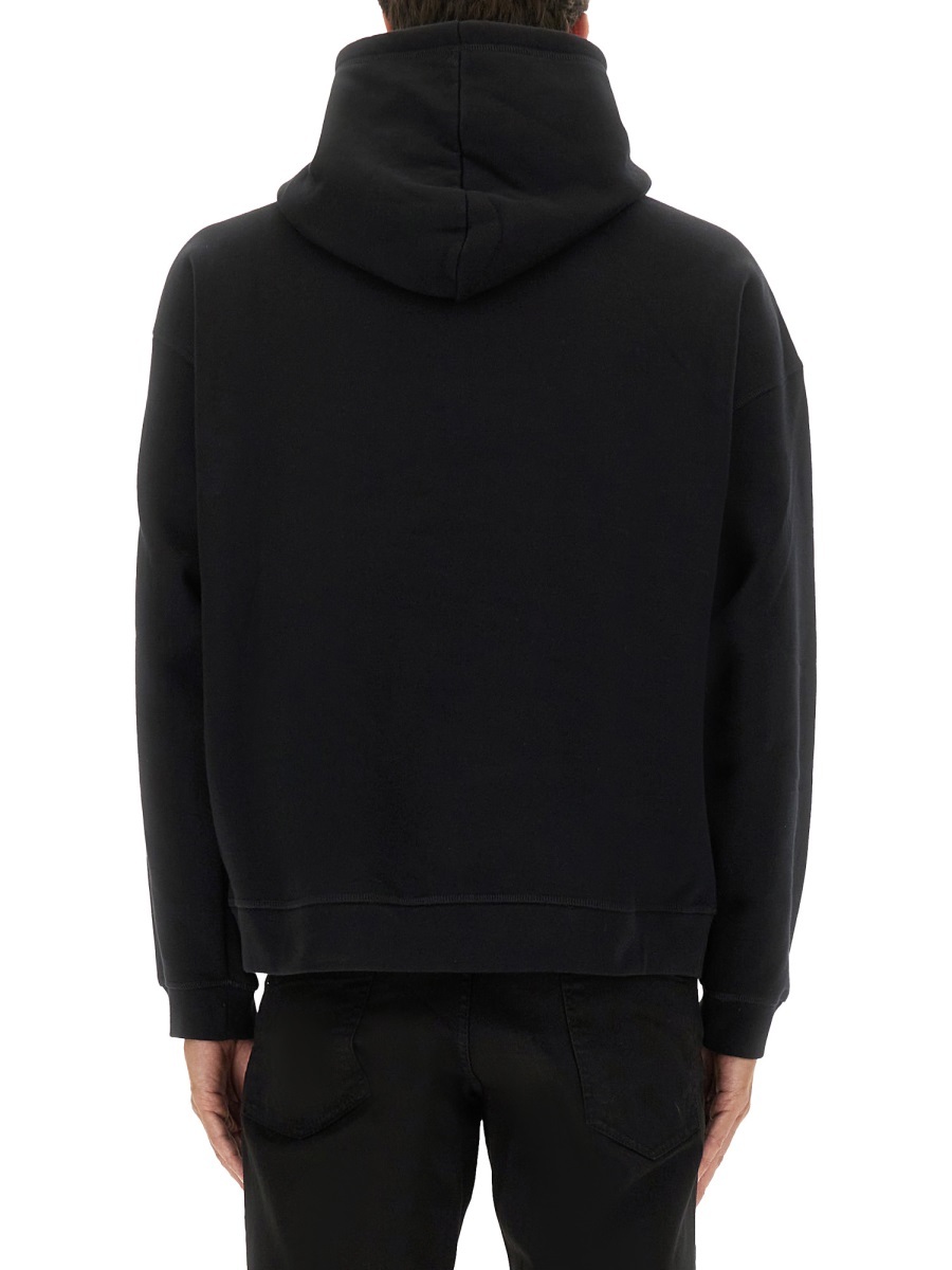 Dsquared2 Graphic Hooded Sweater Long Sleeves In Black