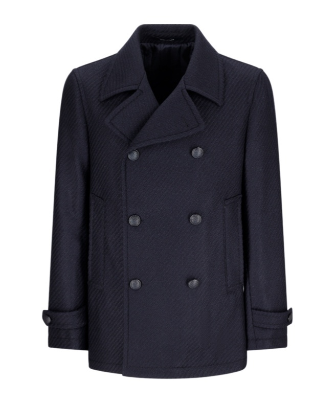 Tagliatore Black Double-breasted Coat With Wide Notched Revers