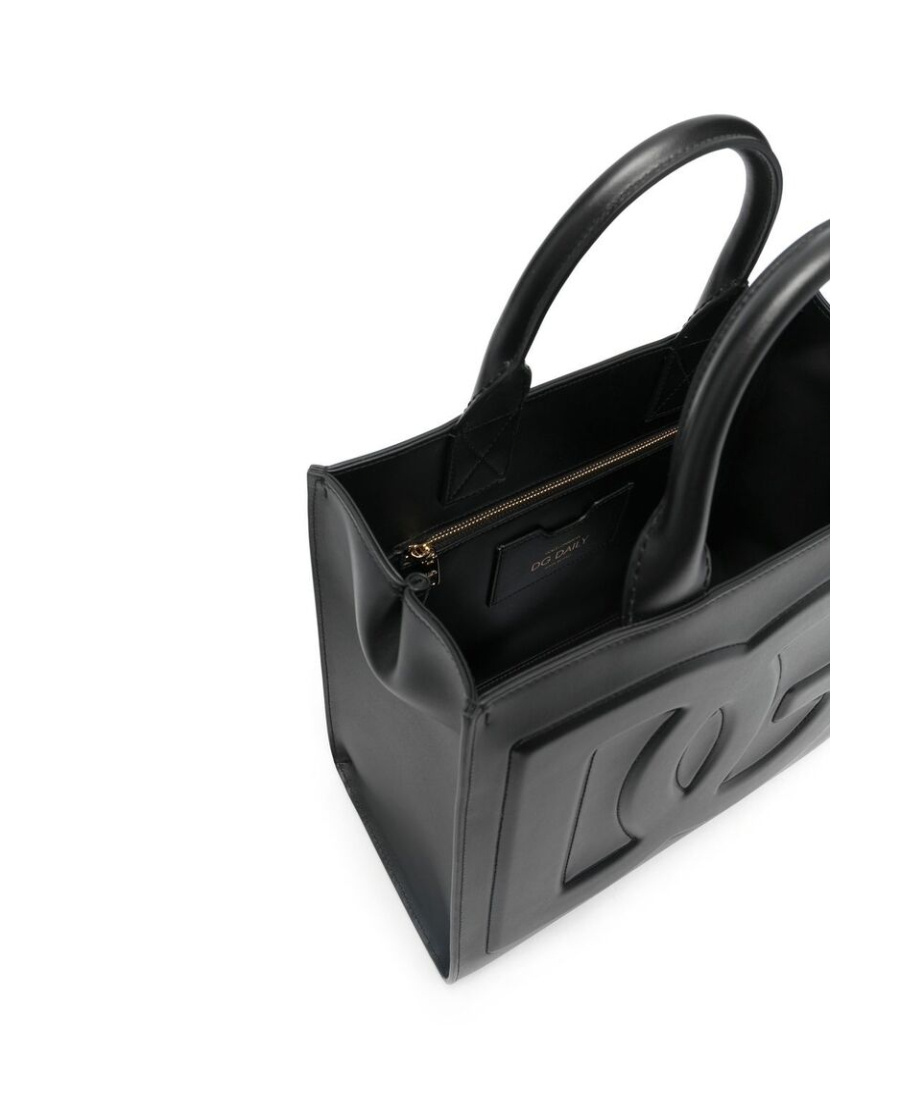Dolce & Gabbana Dg Logo Leather Tote Bag In Black