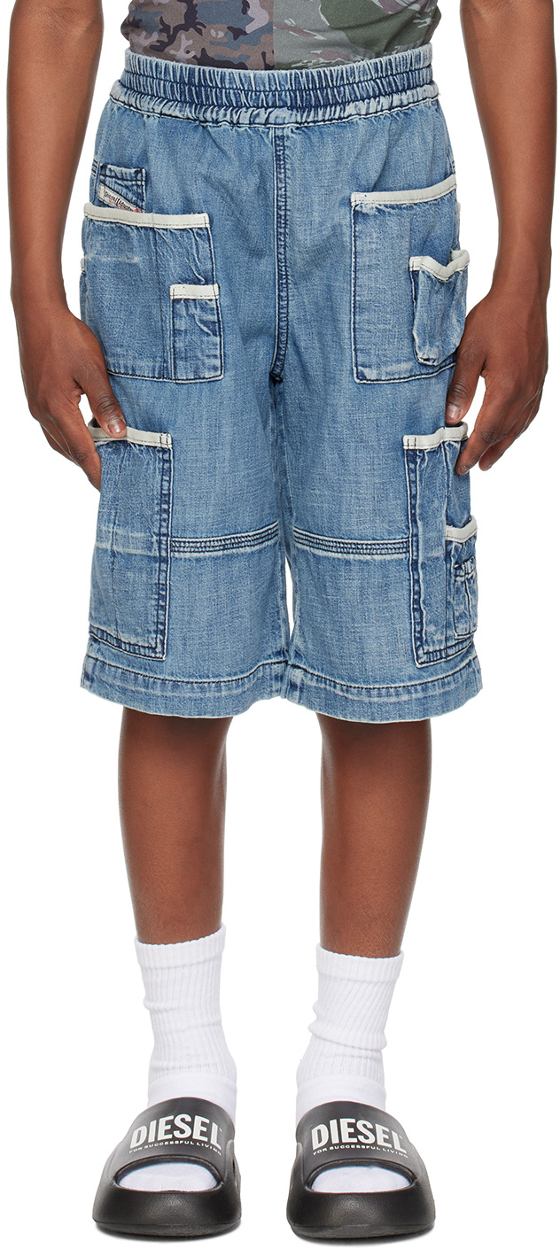 Diesel Piek Denim Shorts In Blue