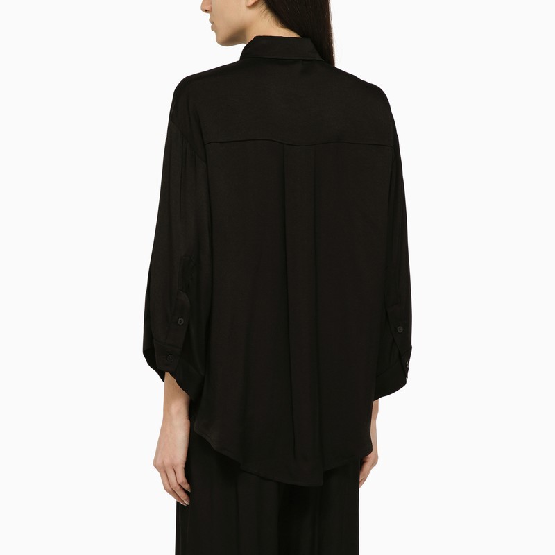 Shop Federica Tosi Lapel Long-sleeved Shirt In Black