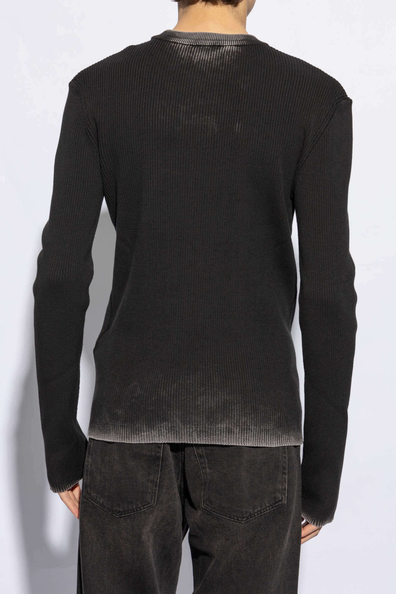 Shop Diesel Appliqué-logo Ribbed Top In Black