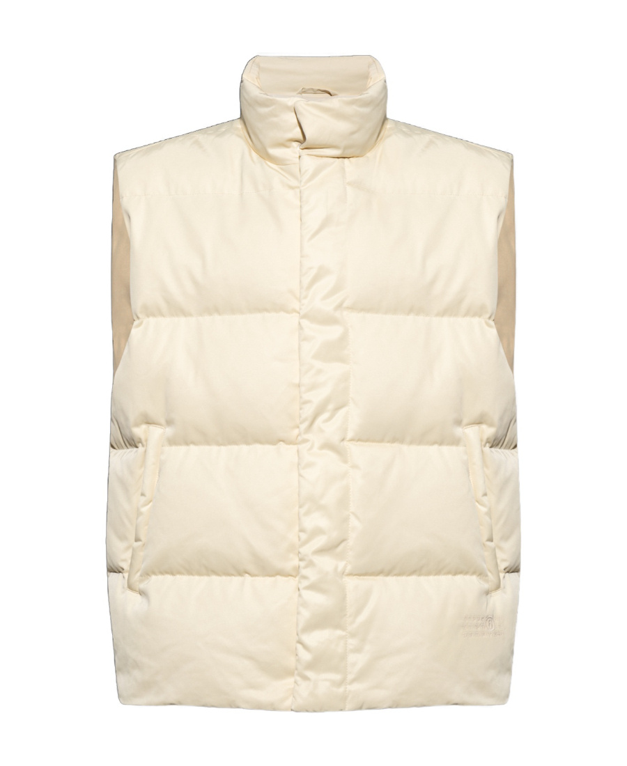 Mm6 Maison Margiela High-neck Padded Gilet In Nude