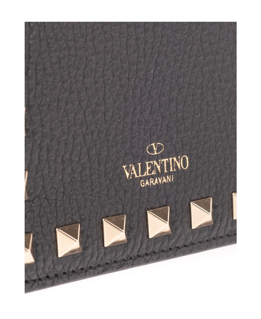Valentino Compact Rockstud Wallet In Black