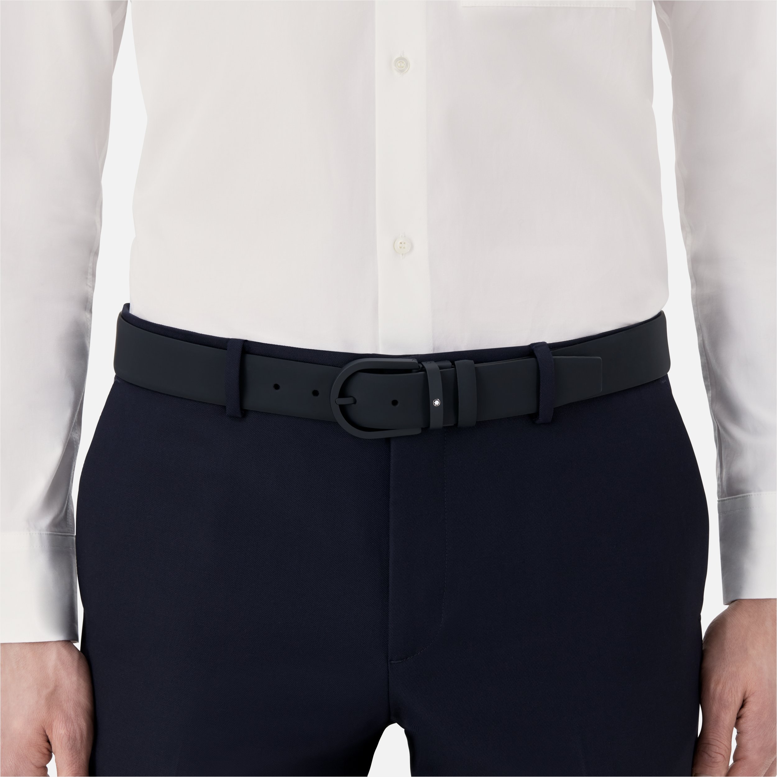 Montblanc Leather Buckle Belt In Black