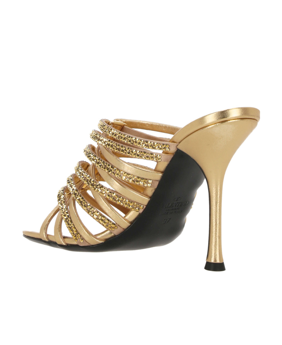 Valentino Crystal Embellishment Heeled Mules In Nude
