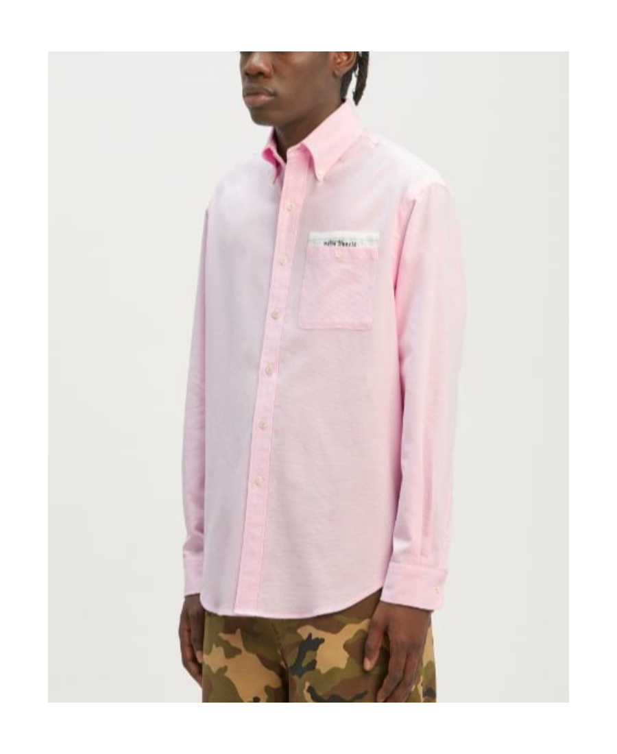 Palm Angels Logo-patch Cotton Shirt In Pink
